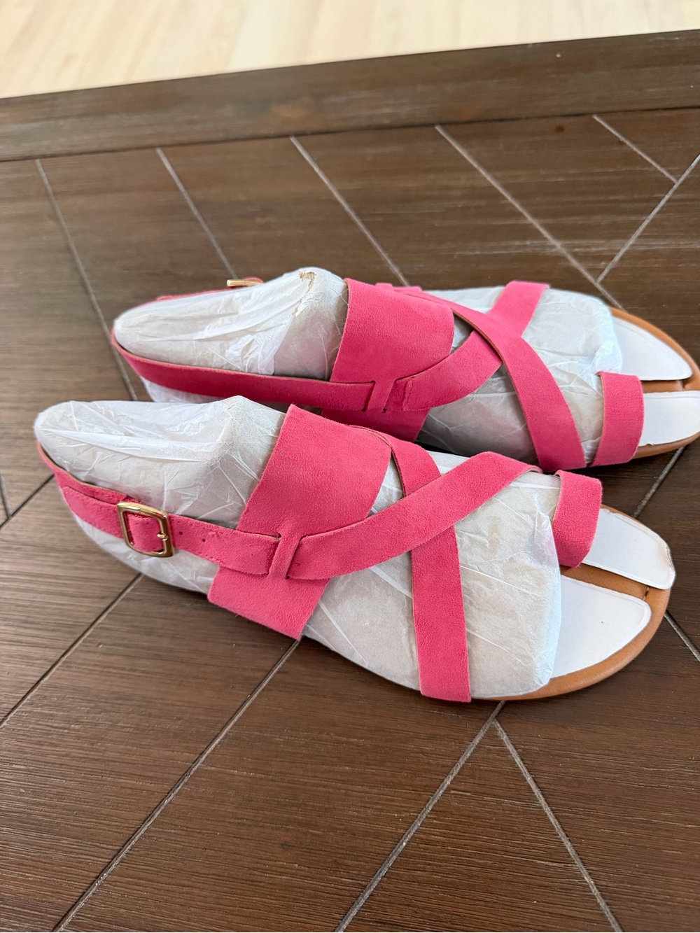 Sarto Gia Pink Suede Strappy Sandals Size 7.5